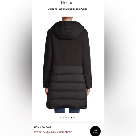 Herno Wool Mixed Media Coat - Picture 4 of 7